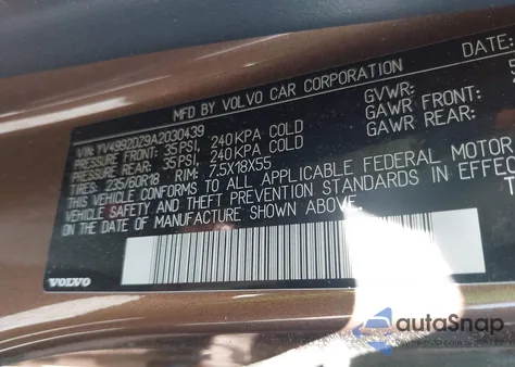 2010 Volvo Xc60 T6/T6 R-Design from USA, damaged, VIN YV4992DZ9A2030439